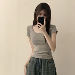 半袖Tシャツ セミクロップ半袖Tシャツ(6color) GREY