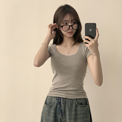 半袖Tシャツ セミクロップ半袖Tシャツ(6color) GREY