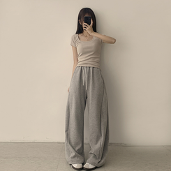 半袖Tシャツ セミクロップ半袖Tシャツ(6color) BEIGE