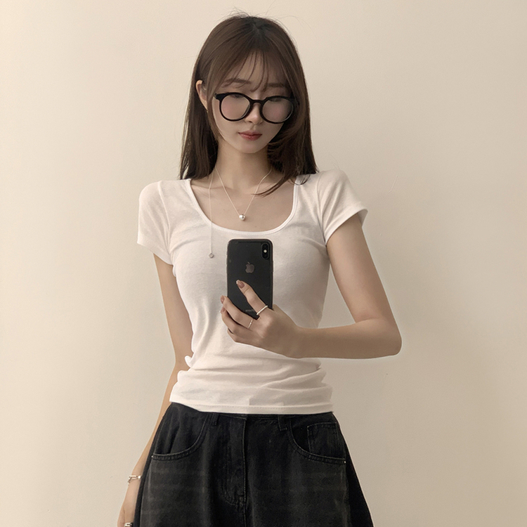 セミクロップ半袖Tシャツ(6color) IVORY