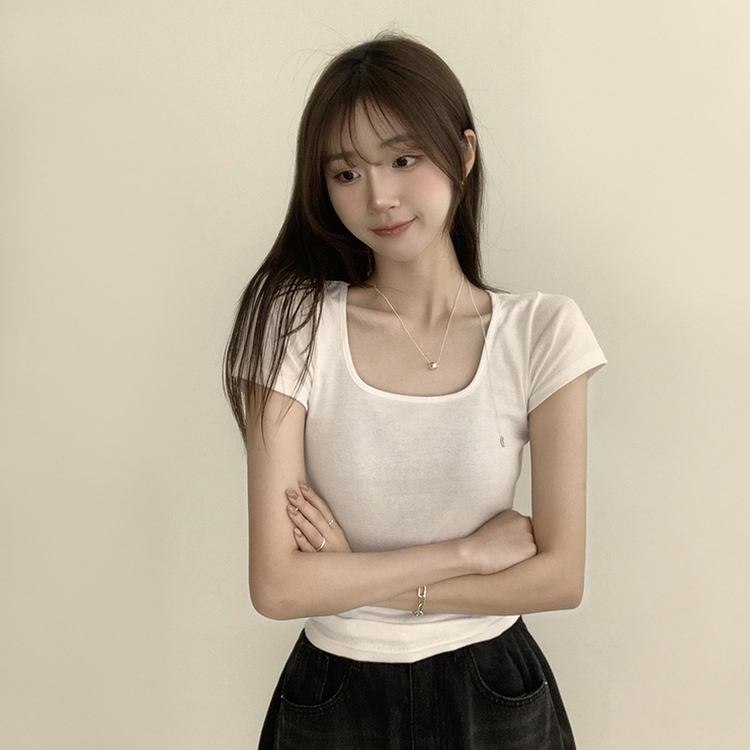 セミクロップ半袖Tシャツ(6color) IVORY