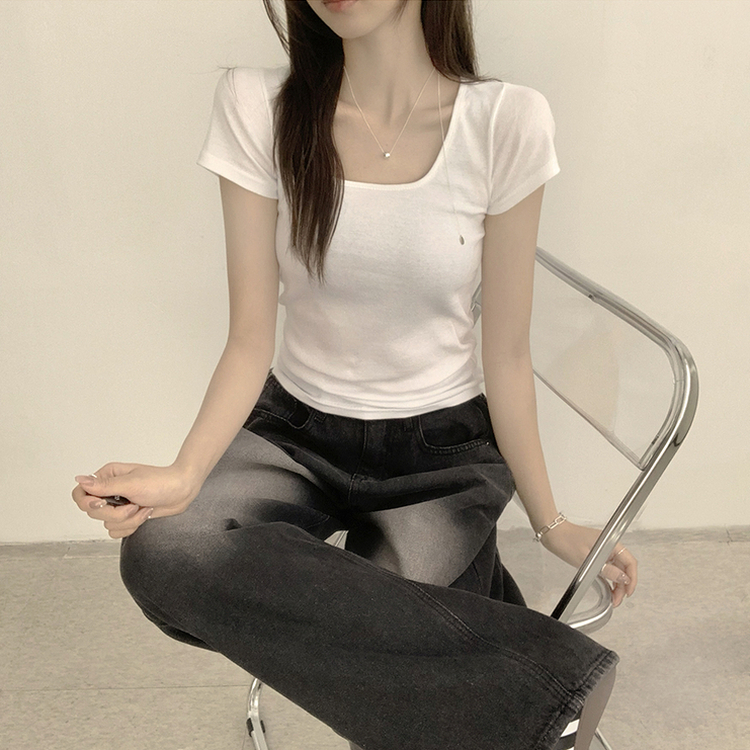 セミクロップ半袖Tシャツ(6color) IVORY