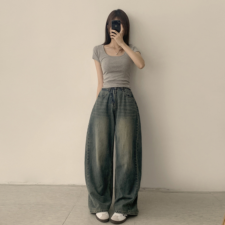 セミクロップ半袖Tシャツ(6color) GREY