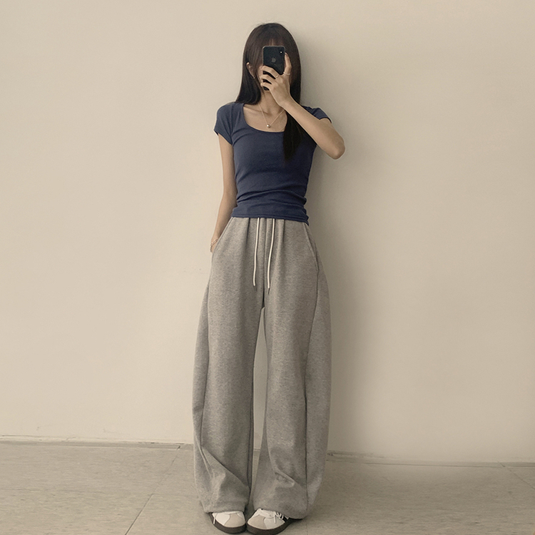 セミクロップ半袖Tシャツ(6color) NAVY