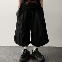 ピンタックカーゴバミューダパンツ BLACK