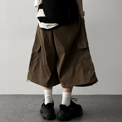 ピンタックカーゴバミューダパンツ BROWN