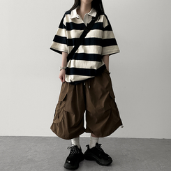 ピンタックカーゴバミューダパンツ BROWN