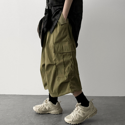 ピンタックカーゴバミューダパンツ KHAKI