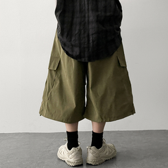 ピンタックカーゴバミューダパンツ KHAKI