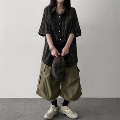 ピンタックカーゴバミューダパンツ KHAKI