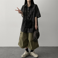 ピンタックカーゴバミューダパンツ KHAKI