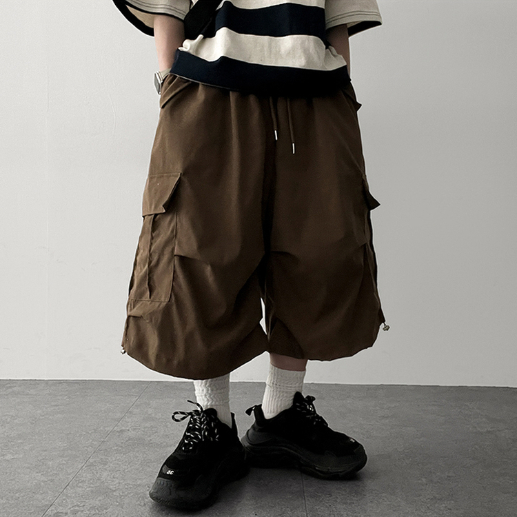 ピンタックカーゴバミューダパンツ BROWN