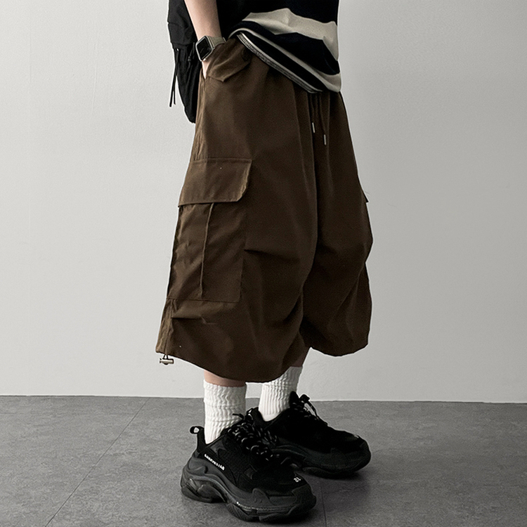 ピンタックカーゴバミューダパンツ BROWN