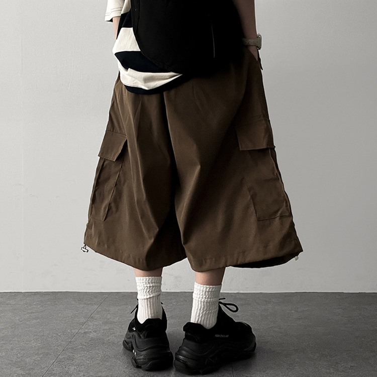 ピンタックカーゴバミューダパンツ BROWN