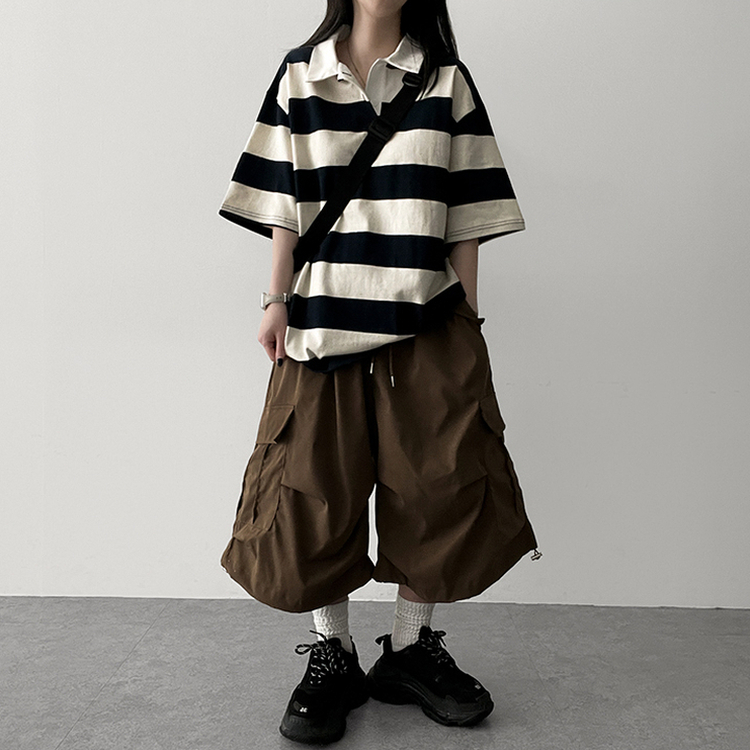 ピンタックカーゴバミューダパンツ BROWN