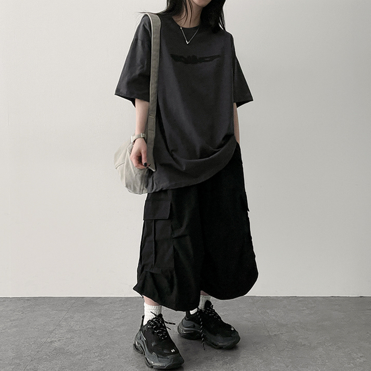 ピンタックカーゴバミューダパンツ BLACK