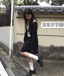 カーディガン ラウンド長袖カーディガン BLACK