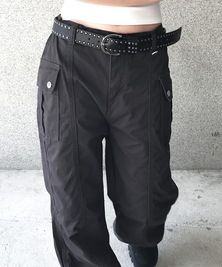 SPS33432 ローライズスリットピンタックカーゴパンツ コットン