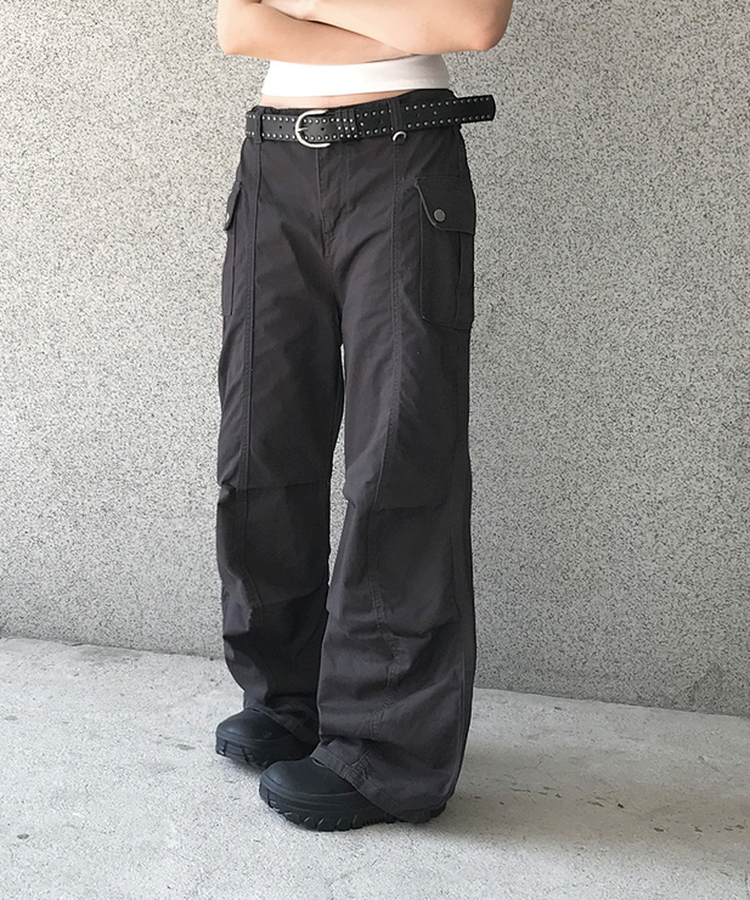 ルルレモン　コットンブレンドダブルニット　カーゴパンツ　ポケット付　ブラック　S SPS33432 ローライズスリットピンタックカーゴパンツ コットン