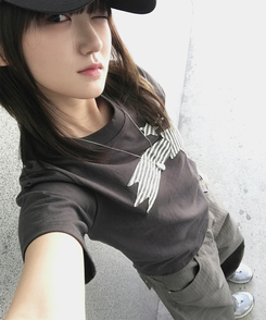 半袖Tシャツ ストライプスターセミクロップ半袖Tシャツ CHARCOAL