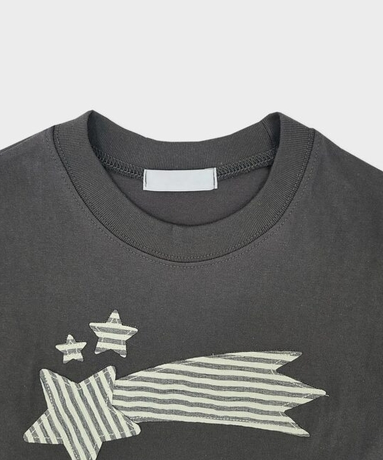 ストライプスターセミクロップ半袖Tシャツ