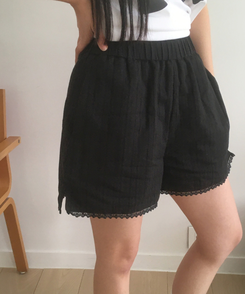 ショートパンツ パンチングレースショートパンツ BLACK