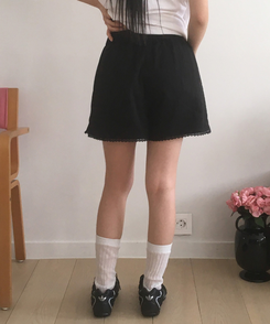 ショートパンツ パンチングレースショートパンツ BLACK