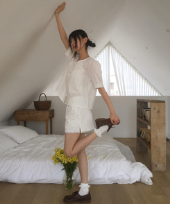 ショートパンツ パンチングレースショートパンツ WHITE