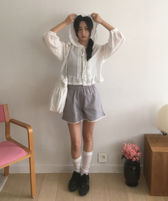 ショートパンツ パンチングレースショートパンツ GREY