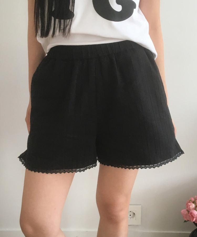 パンチングレースショートパンツ BLACK