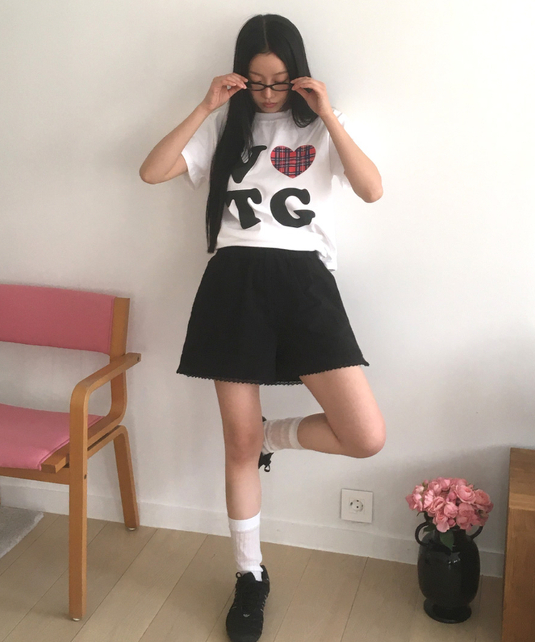 パンチングレースショートパンツ BLACK