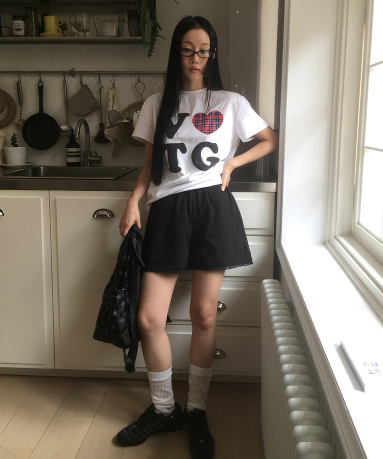 パンチングレースショートパンツ BLACK