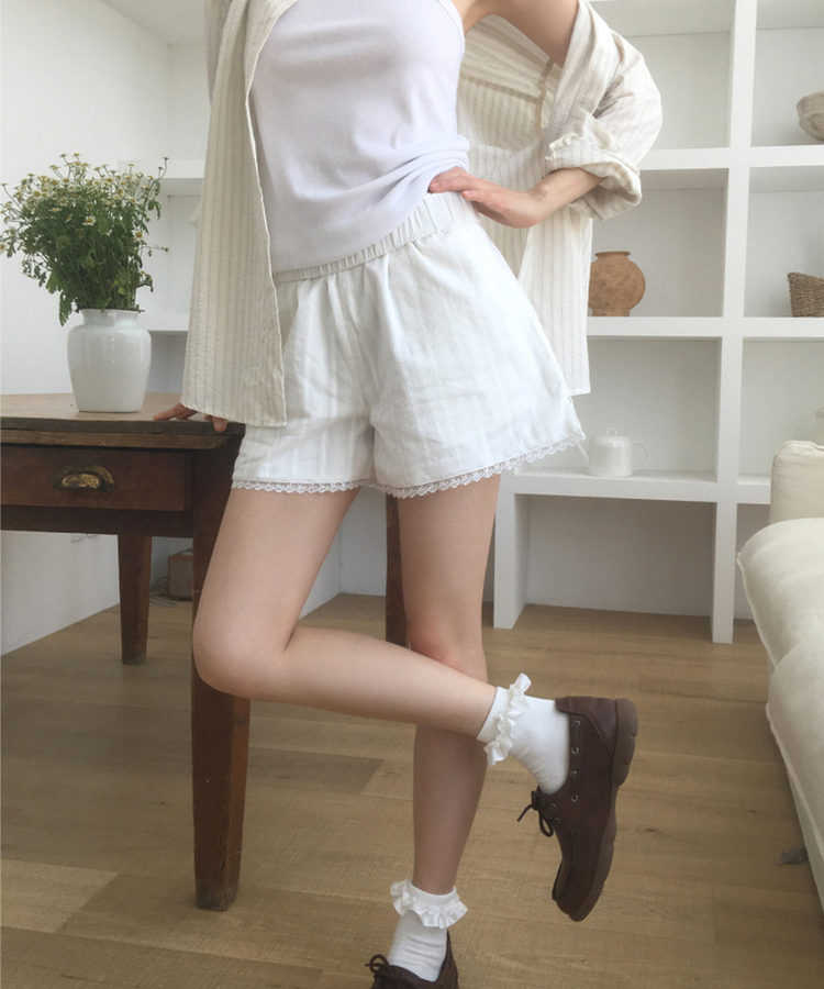 パンチングレースショートパンツ WHITE