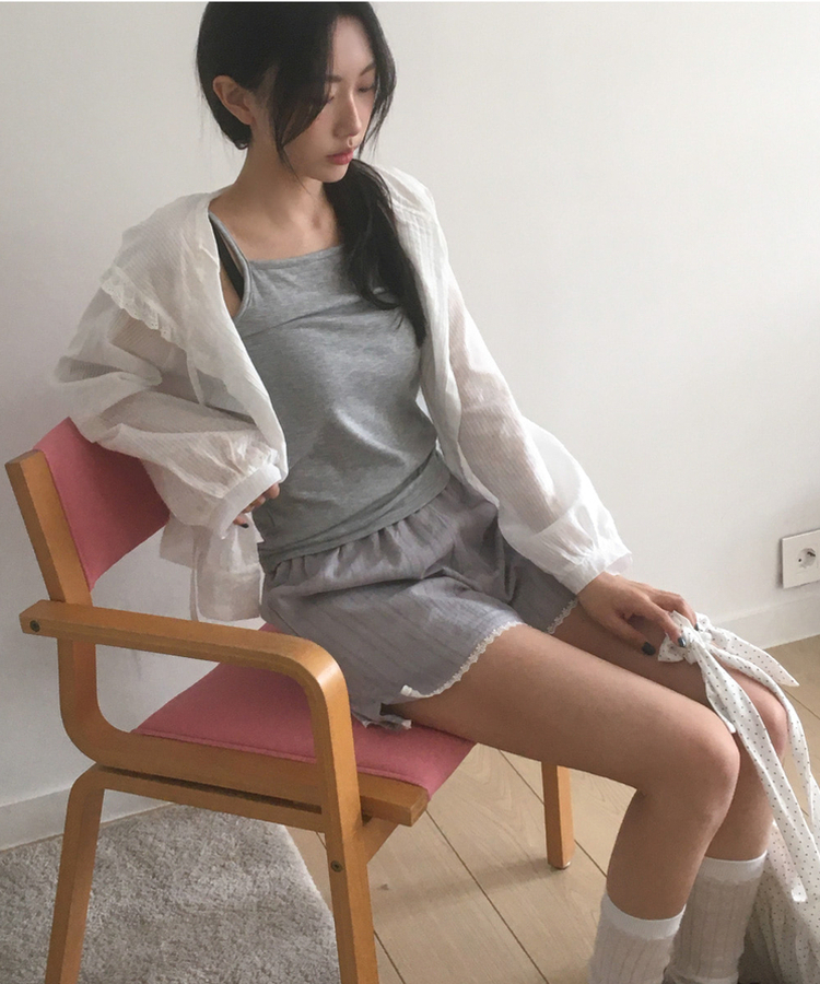 パンチングレースショートパンツ GREY