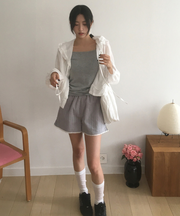 パンチングレースショートパンツ GREY