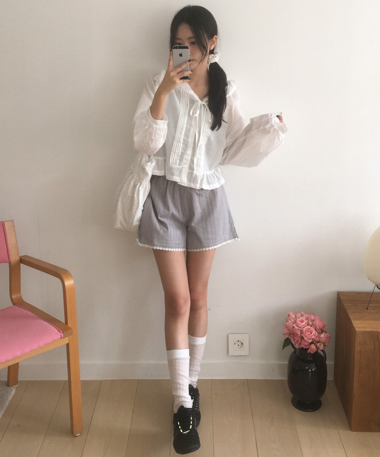 パンチングレースショートパンツ GREY