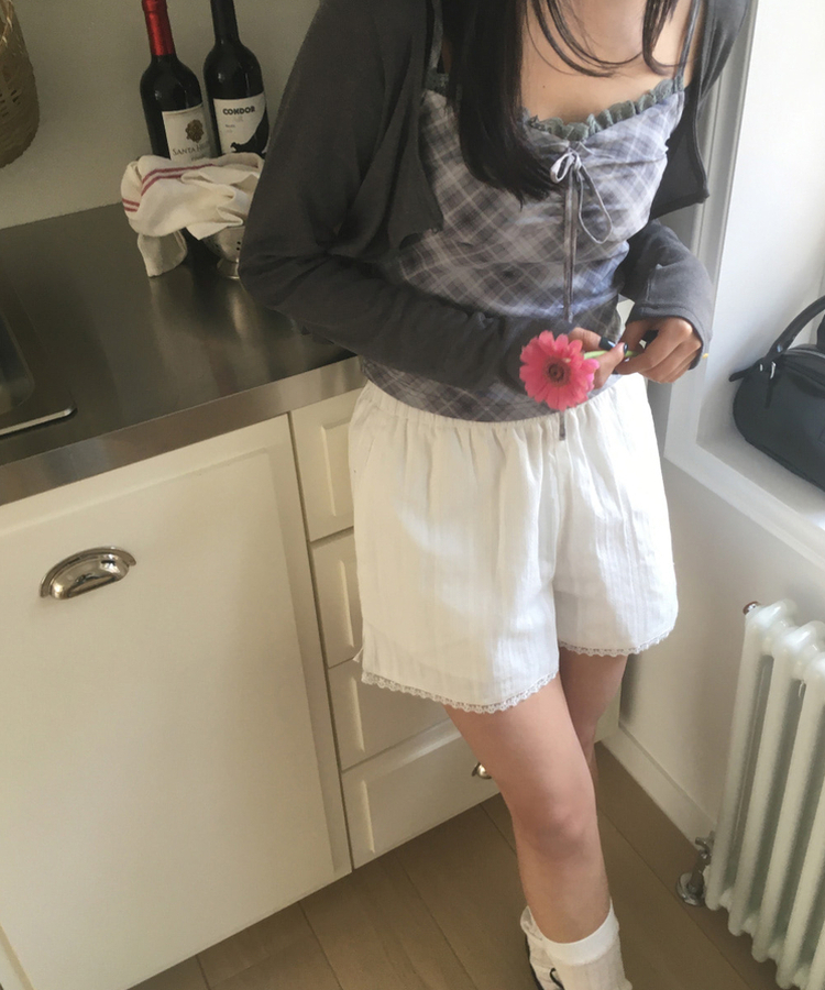 パンチングレースショートパンツ WHITE