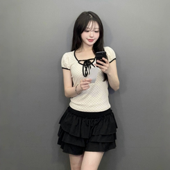 ミニスカート ティアードミニスカート BLACK