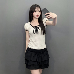 ミニスカート ティアードミニスカート BLACK
