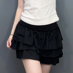 ミニスカート ティアードミニスカート BLACK