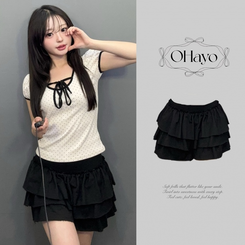 ミニスカート ティアードミニスカート BLACK