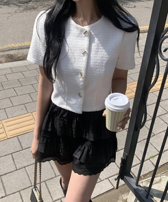 ジャケット ツイードサマー半袖ジャケット IVORY
