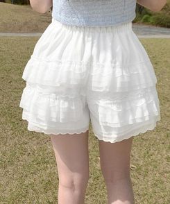 ショートパンツ レースショートパンツ IVORY