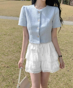 ショートパンツ レースショートパンツ IVORY