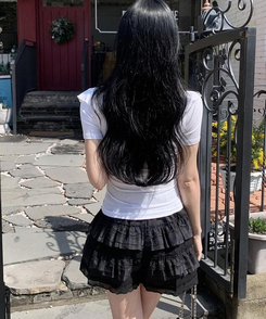 ショートパンツ レースショートパンツ BLACK