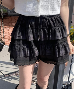 ショートパンツ レースショートパンツ BLACK