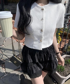 ショートパンツ レースショートパンツ BLACK