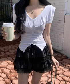 ショートパンツ レースショートパンツ BLACK