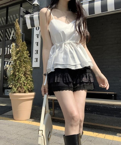 ショートパンツ レースショートパンツ BLACK
