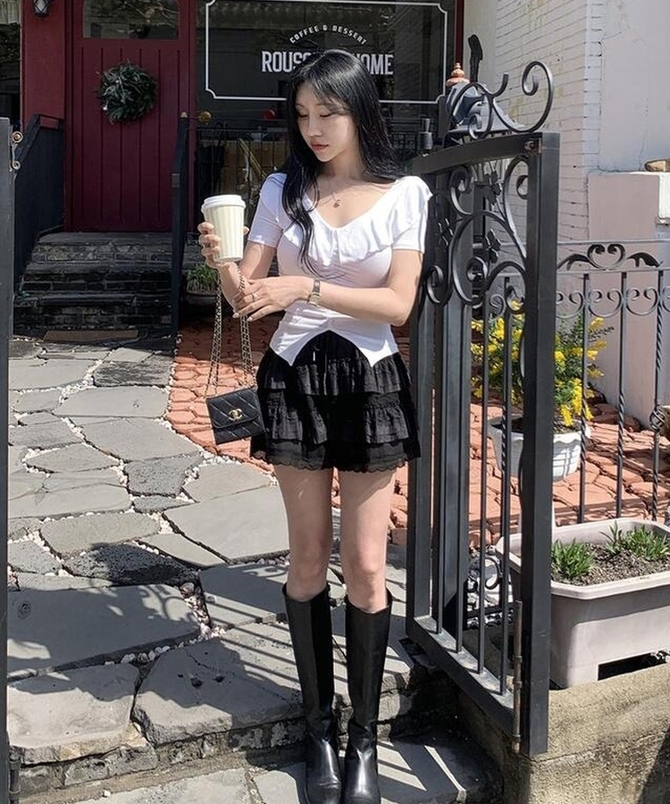 レースショートパンツ BLACK